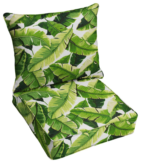 Green Outdoor Corded Deep Seating Pillow and Cushion Set, 22.5x22.5x5