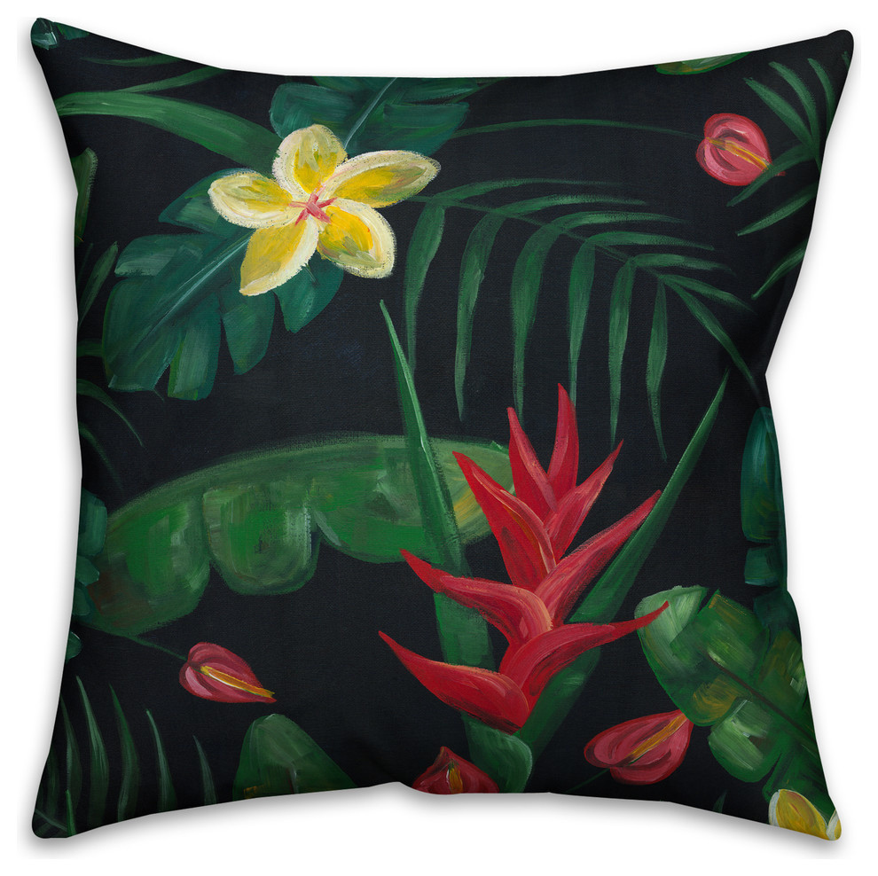 Tropical Birds of Paradise 16"x16" Outdoor Throw Pillow