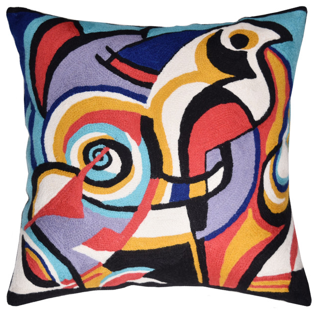 Kandinsky Improvisation Modern Decorative Pillow Cover Black Abstract 18x18