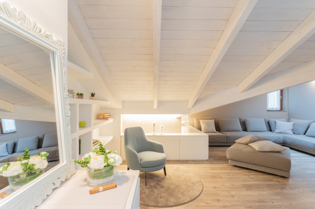 Sottotetto total white - 100mq contemporain-salon