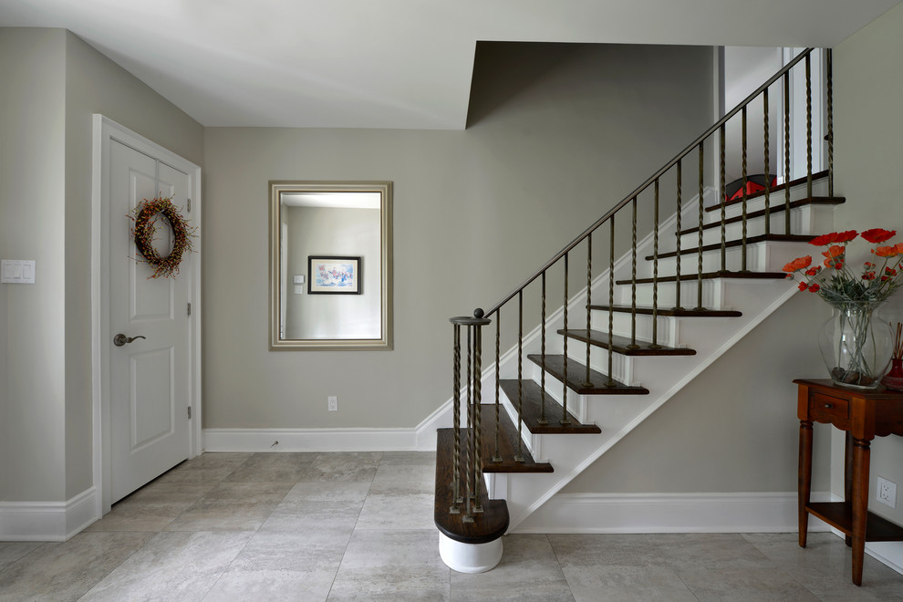 Inspiration for a transitional foyer in Ottawa with grey walls.