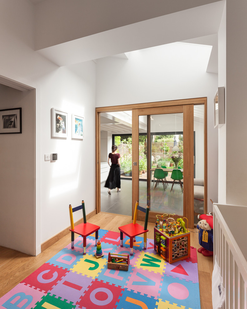 Design ideas for a contemporary gender-neutral toddler room in London.