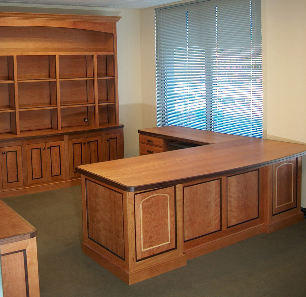 Jones desk and credenza. In cherry, black walnut and maple.