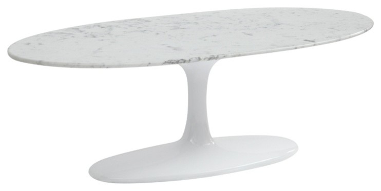 Flower Coffee Table Oval Marble Top - White