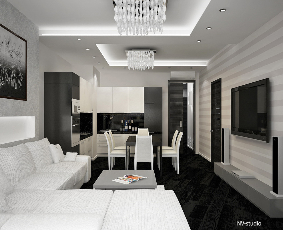 3D визуализация. Кухня-столовая-гостиная