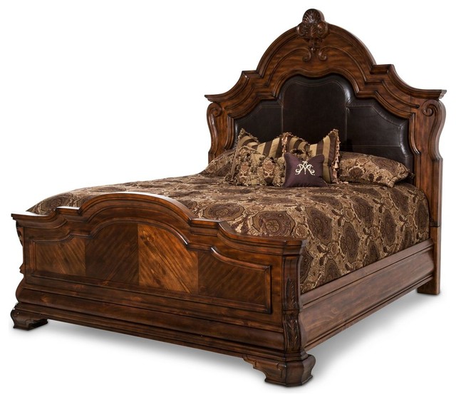 AICO Tuscano Melange Queen Mansion Bed, Melange Traditional Panel