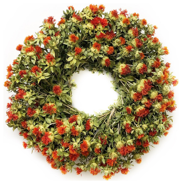 Safflower Jubilee Wreath, 20" Farmhouse Wreaths And Garlands by