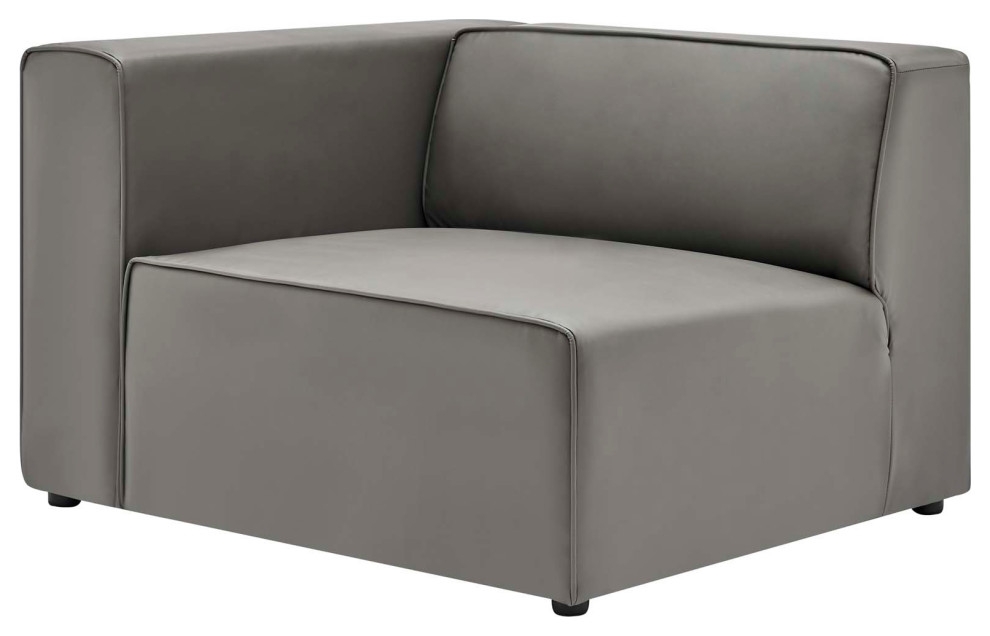 Mingle Vegan Leather LeftArm Chair, Gray Transitional Armchairs