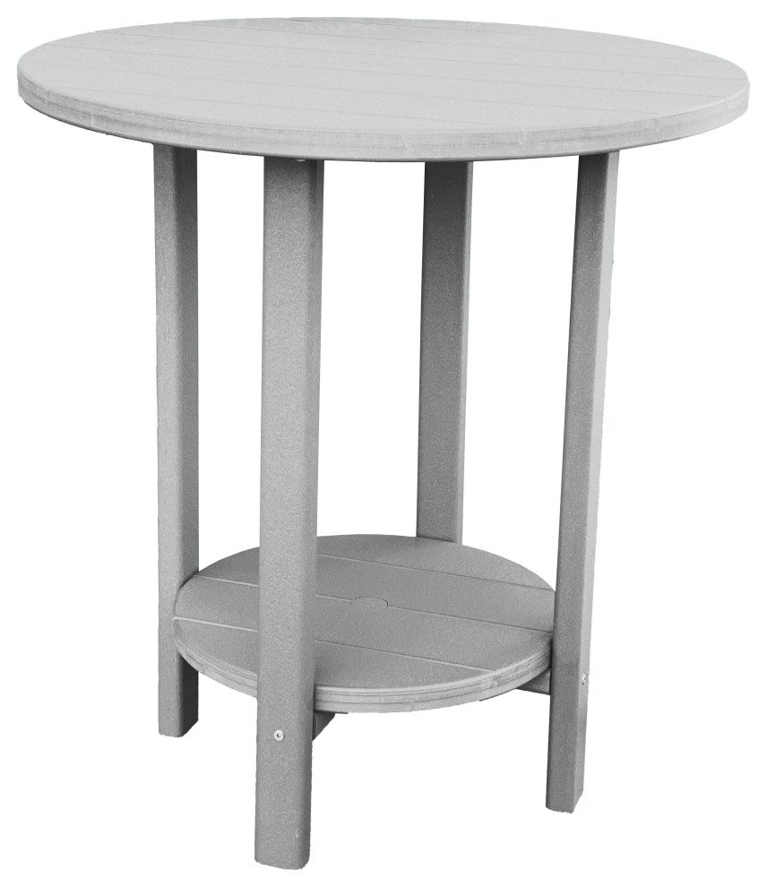 Phat Tommy Outdoor Pub Table, Tall Bar Height Poly Outdoor Furniture, Grey