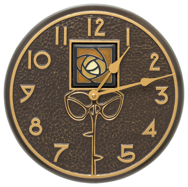 Amber Dard Hunter Rose 12 Indoor Outdoor Wall Clock Traditional Clocks By Whitehall Products Houzz - Westclox 12 Indoor Outdoor Wall Clock With Temperature Humidity
