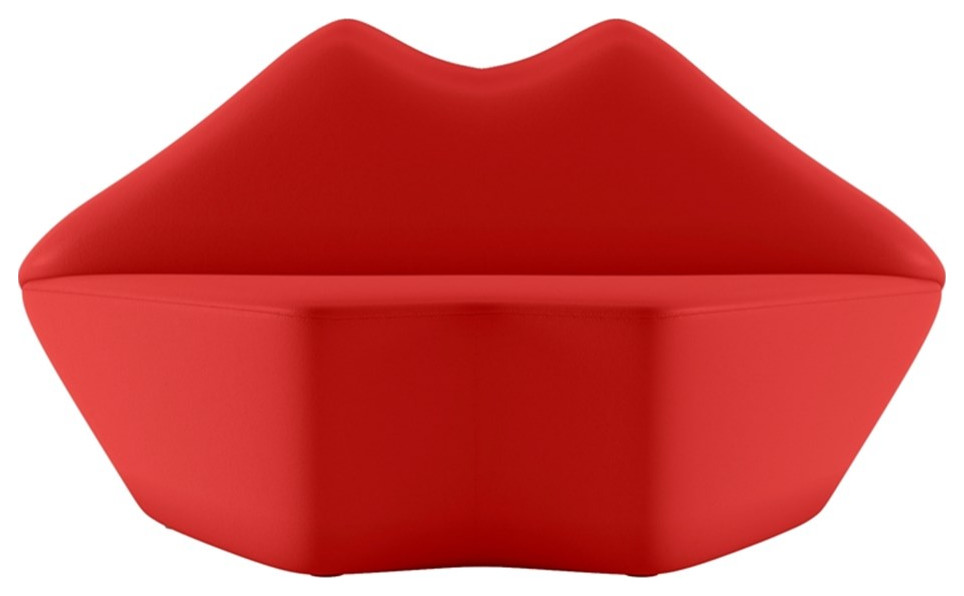 Kiss 61.8 in. Red High Quality Faux Leather 2Seater Modern Lip Shape