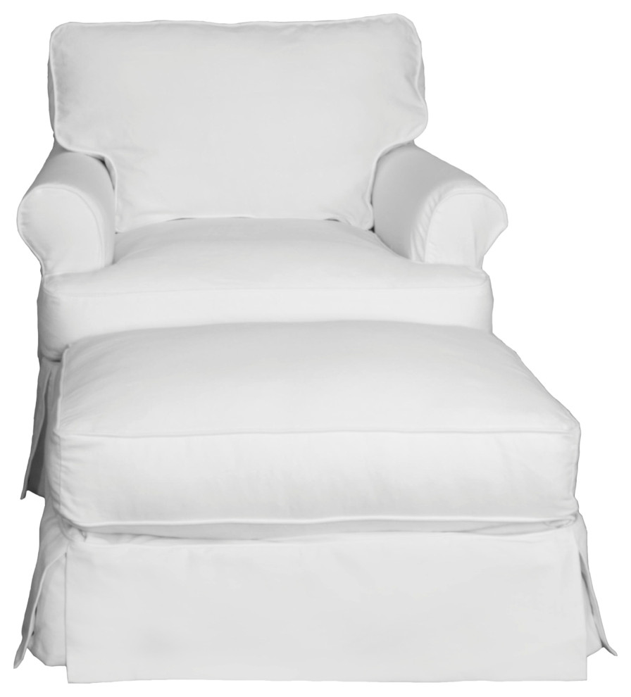 T Cushion Chair Ottoman Living Room Accent Armchair Footrest Warm White