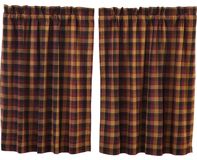 Primitive Check Lined Tier Set Rustic Valances By Vhc Brands