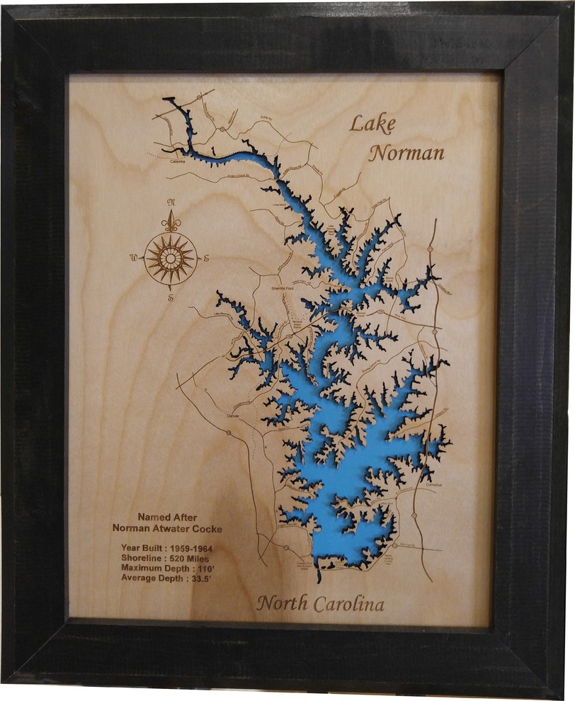 lake norman outdoor builders on Lake Norman North Carolina Wood Lake Map Contemporary Prints And Posters By Phd S Houzz