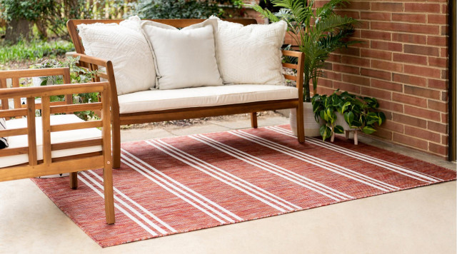 Rug Jill Zarin Jill Zarin Outdoor Rust Red Rectangular 9' 0 x 12' 0 ...
