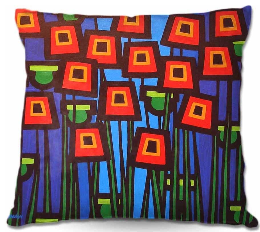 Pillow Woven Poplin from DiaNoche Designs - Night Poppies