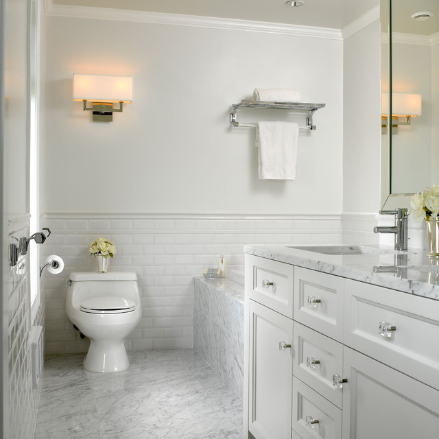 white marble bathroom - traditional - bathroom - vancouver -