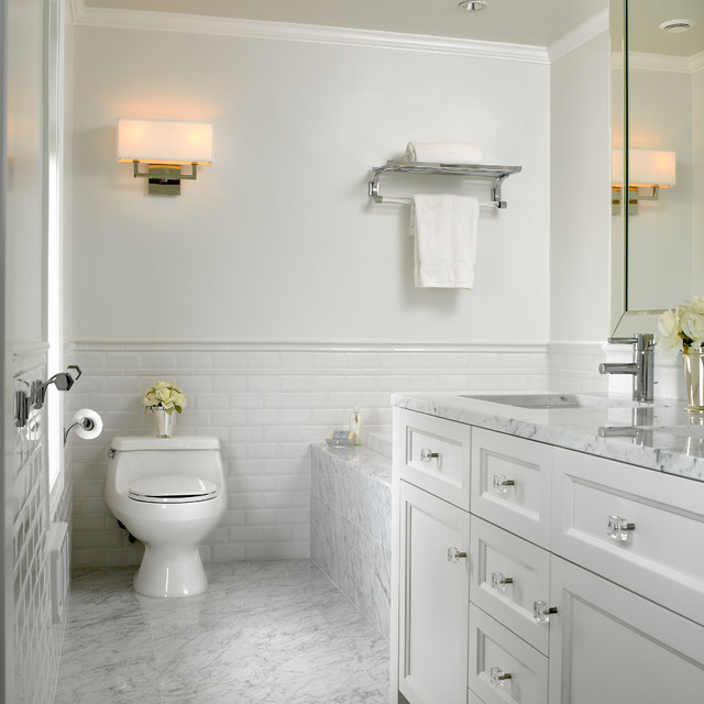 White Marble Bathroom - Traditional - Bathroom - Vancouver ...