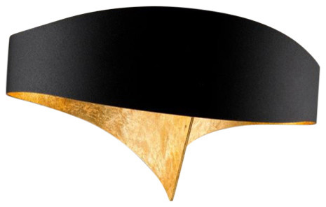 Scudo Black LED Wall Light, Gold Leaf