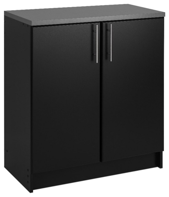 Prepac Elite Black Engineered Wood Base Cabinet with Melamine ...