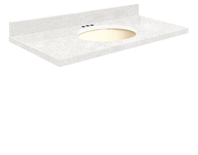 Quartz 31"x19" 1 Sink Vanity Top, Single Faucet Hole, White Bowl Contemporary Vanity Tops