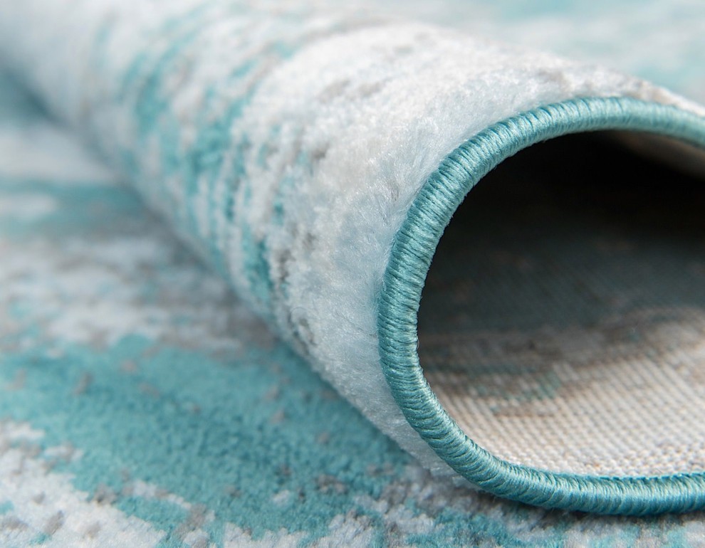 Transitional Sandrine Teal Area Rug Contemporary Area Rugs By Rugpal