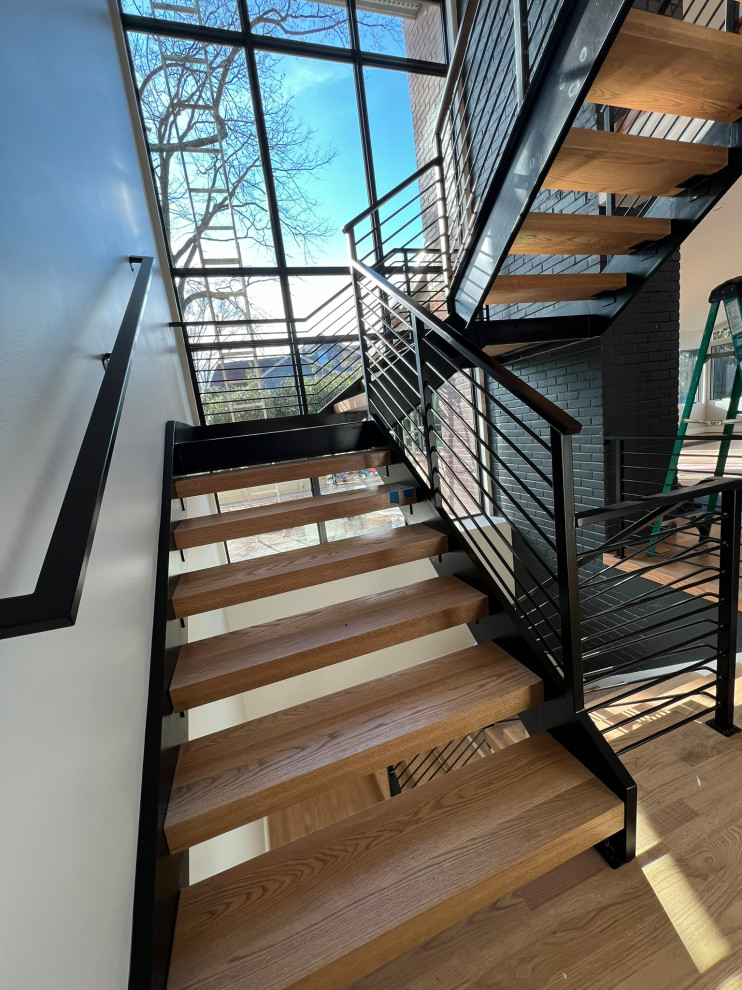 New metal staircase with metal railings