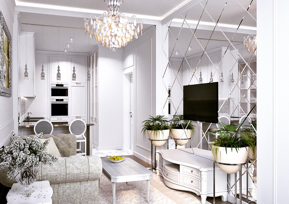 Квартира в Сколково - Гостиная с кухней