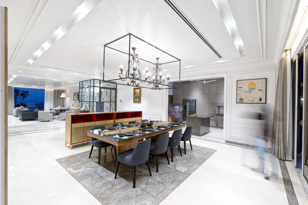 Contemporary dining room in Bengaluru.