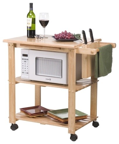 Solid Wood Kitchen Utility Microwave Cart