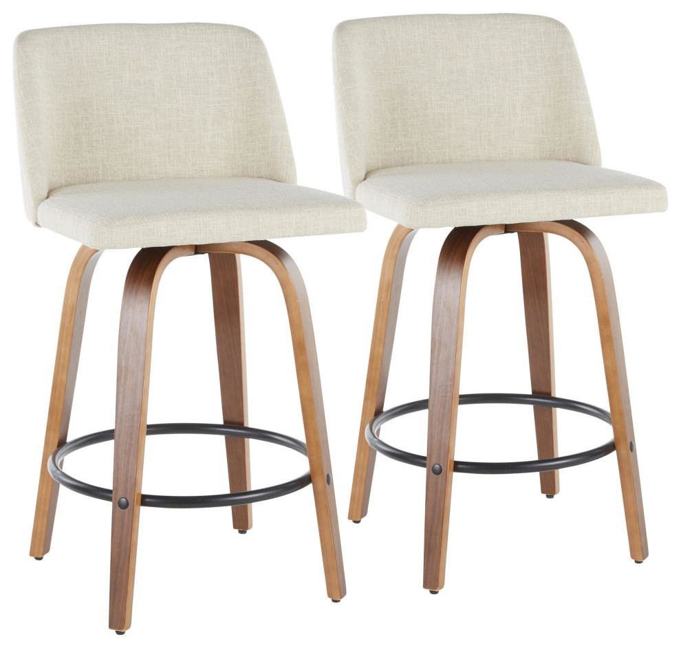 Toriano Counter Stool, Set of 2 Midcentury Bar Stools And Counter