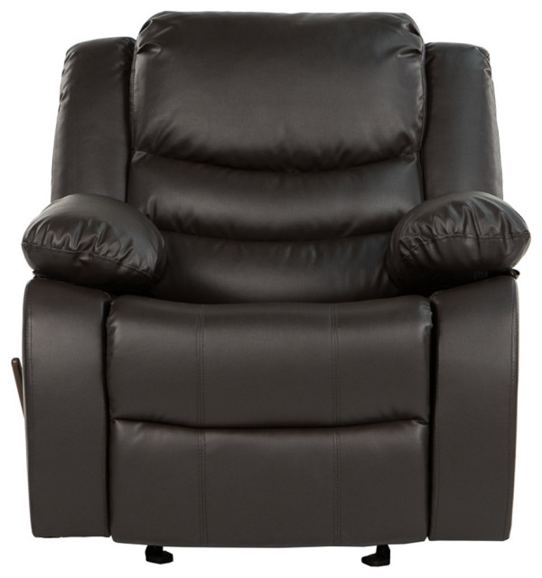 Rocker Recliner Chair Overstuffed PU Leather Reclining Chair, Brown
