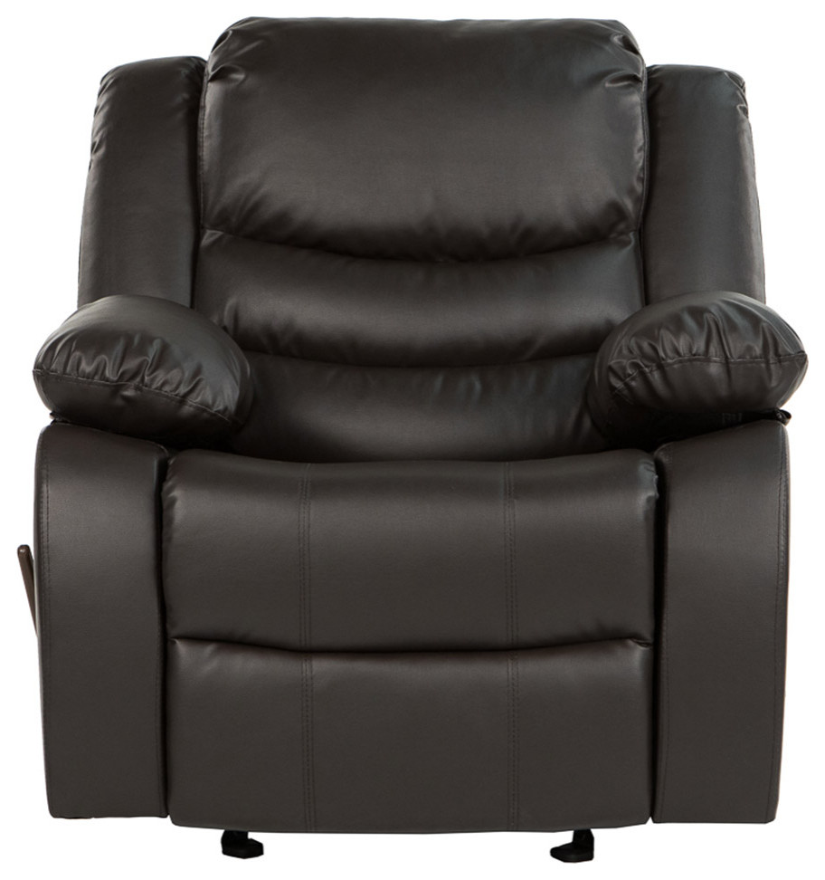 Rocker Recliner Chair Overstuffed PU Leather Reclining Chair, Brown