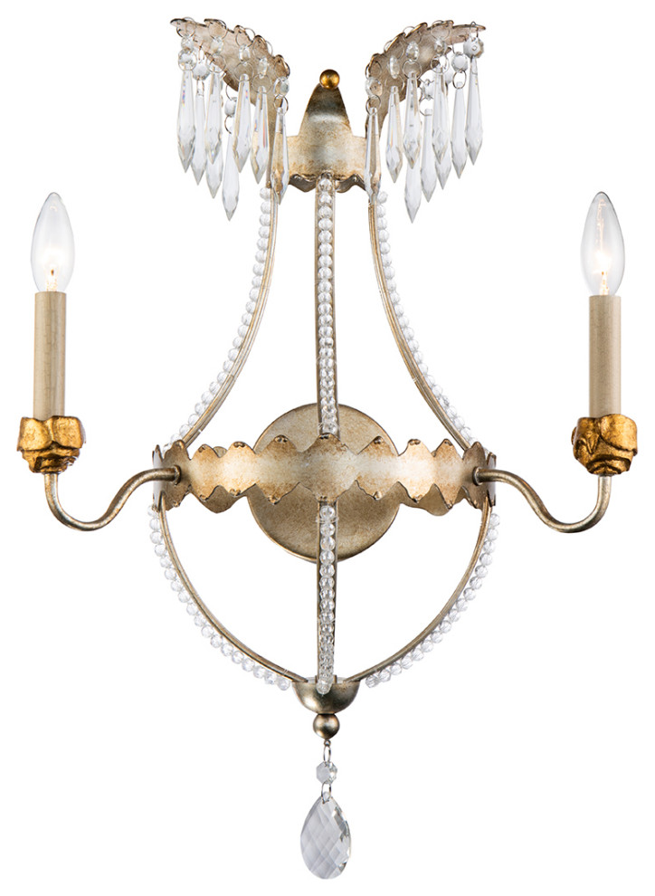 Silver and Gold 2 Light Empire Wall Sconce