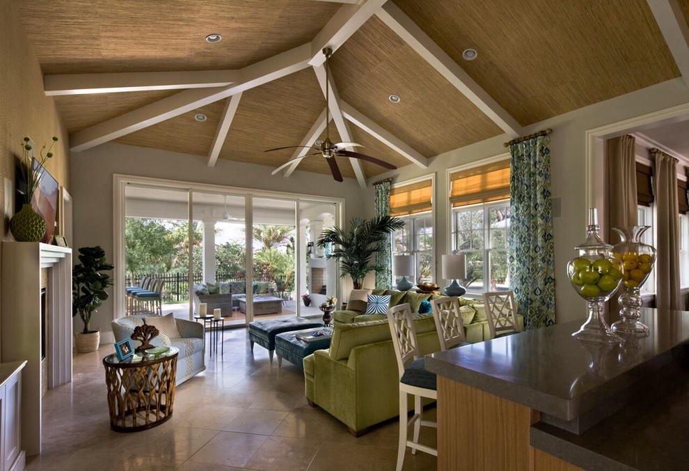 Inspiration for a beach style open concept family room in Orlando.