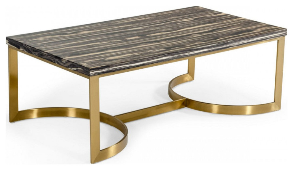 Ioana Glam Black and Gold Marble Coffee Table Modern Coffee Tables