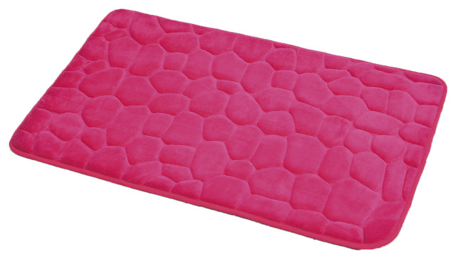 Bathroom Rug Memory Foam Mat 3D Pebble , Pink, 32" X 20"