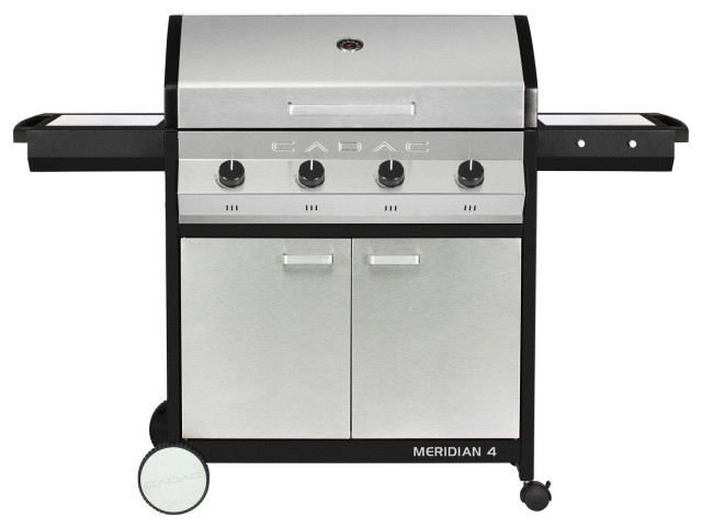 Meridian 4 Propane Gas BBQ Grill with 4 Burners, Steel - Contemporary Outdoor Grills - by Shop Chimney |