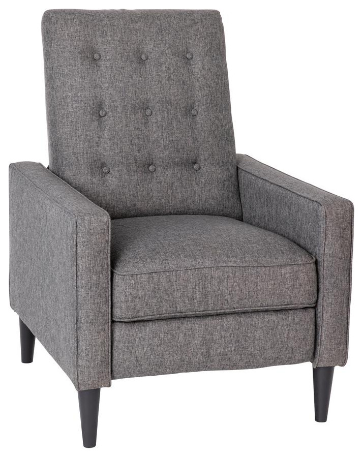Ezra Mid-Century Modern Fabric Upholstered Button Tufted Pushback Recliner...