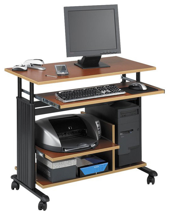 Safco MÜV Mini Tower Height Adjustable Wood Workstation in Cherry