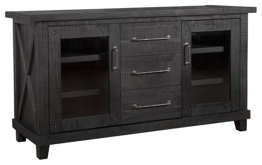 Yanez Industrial Sideboard in Charcoal Solid Wood Industrial