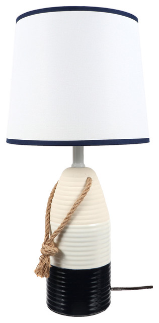 Navy and White Buoy Lamp