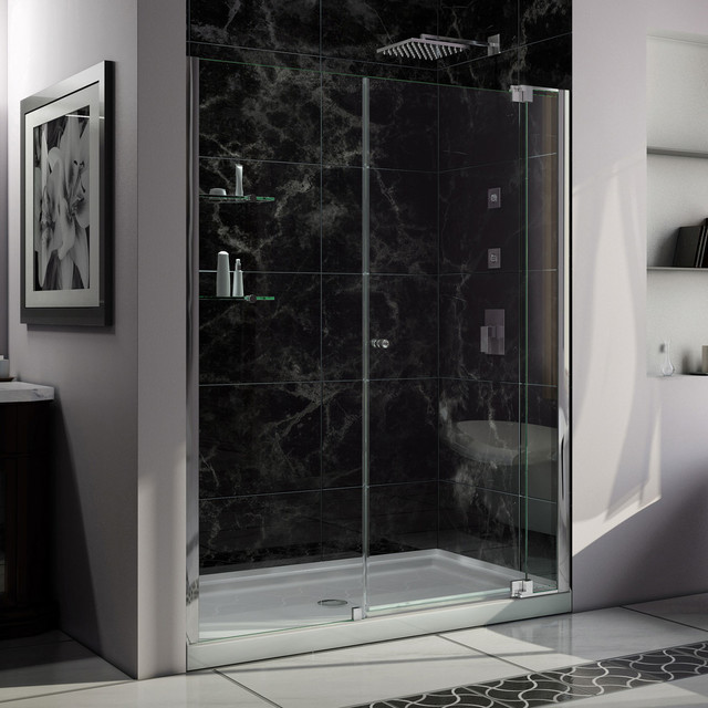 DreamLine Allure Frameless Pivot Shower Door & 30"x 60" Shower Base