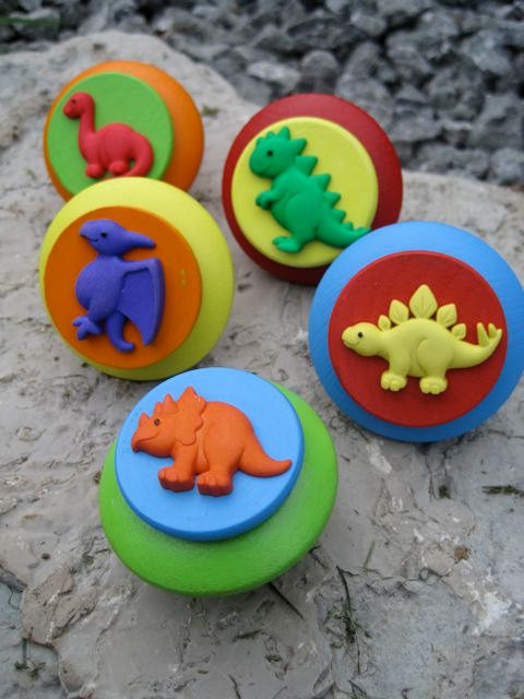 Wooden Dresser Drawer Knobs With Dinosaurs by DaRosa Creations