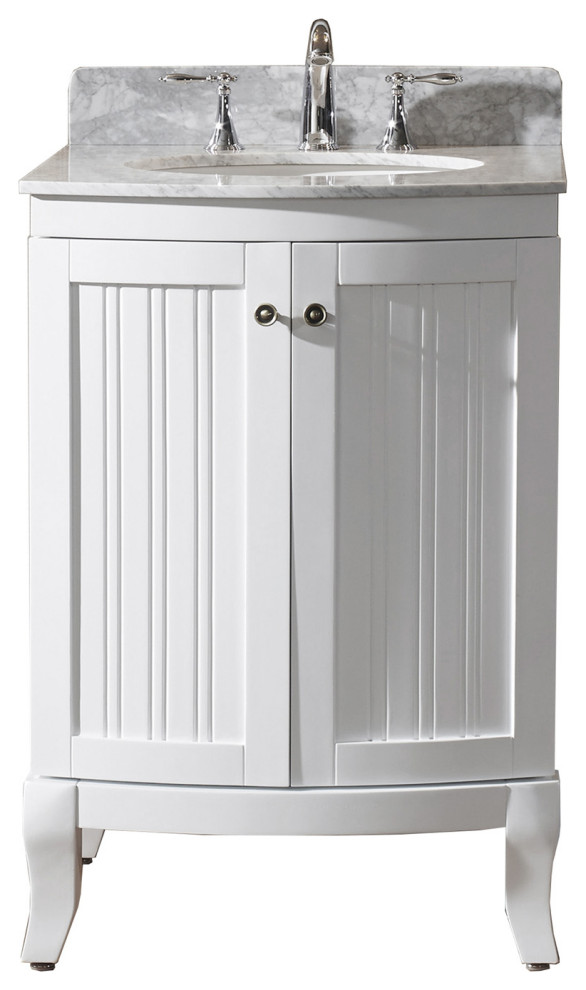 Khaleesi 24" Bath Vanity in White, White Marble Top, Sink, ES-52024 ...
