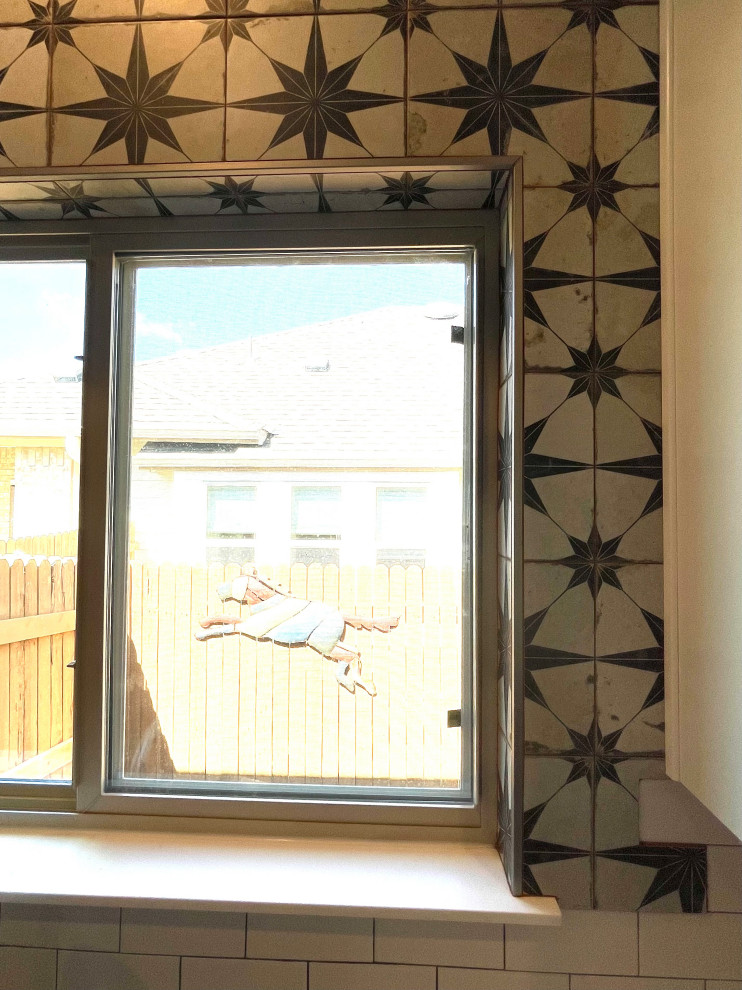 Kitchen Backsplash - Combined Window Accent Tile with 3 x 6 subway tile ...