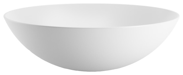 LB Round Ceramic Vessel Sink Bowl, White Matte, 11.6"