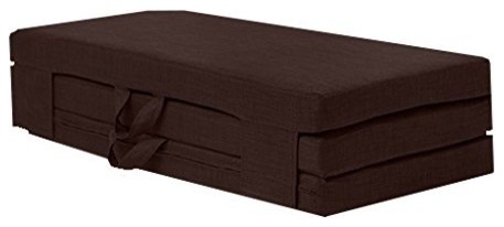 Futon Guest Mattress, Polyester, Carry Handles, Modern Design, Double, Chocolate