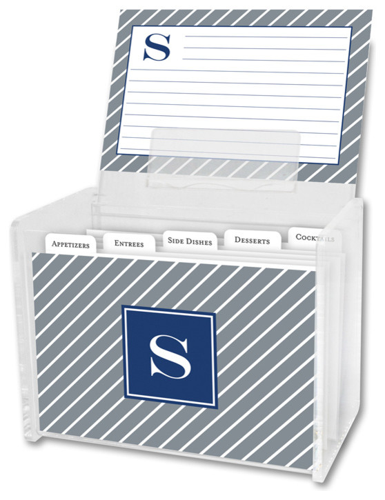 Recipe Box & Cards Kent Stripe Single Initial, Letter R