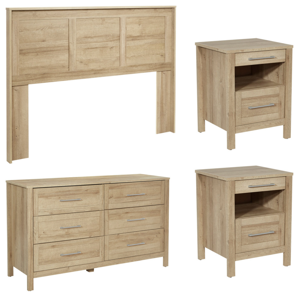 Stonebrook 4 Piece Bedroom Set, Classic Walnut Finish Transitional